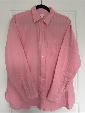 J. Crew Pink Button-Down Gauze Shirt